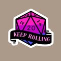 Keep Rolling, Bisexual Flag Sticker, D20 Dice Sticker, DnD Sticker, Sticker for DnD Fans, Gift for DnD Players