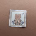 teddy bear stamp sticker, floral stamp sticker, flower sticker, stamp sticker, bear sticker