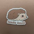 glossy hedgehog sticker, cute hedgehog sticker