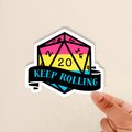 pansexual D20 sticker, dnd sticker, d20 sticker, dnd, lgbtq sticker, dnd dice sticker, glossy sticker