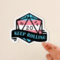 trans flag d20 sticker, d20 sticker, dnd sticker, gift for dnd players, trans flag sticker, glossy sticker