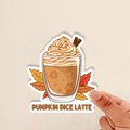 pumpkin dice latte sticer, funny fall sticker, RPG sticker, Dnd sticker, punny sticker, dnd pumpkin spice latte sticker, glossy sticker
