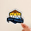 AroAce Keep Rolling D20, aroace sticker, aroace d20, aromantic asexual pride sticker, ace pride, aro pride, TTRPG Sticker, Polyhedral dice