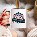 trans flag d2o dice mug, keep rolling, rpg dice mug, cute ttrpg gift, nerdy mug gift, transgender pride flag mug