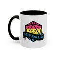 pansexual flag d2o dice mug, keep rolling, rpg dice mug, cute ttrpg gift, nerdy mug gift, pan pride flag mug