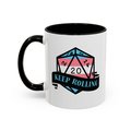 trans flag d2o dice mug, keep rolling, rpg dice mug, cute ttrpg gift, nerdy mug gift, transgender pride flag mug