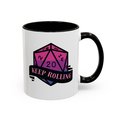 bisexual flag d20 dice mug, keep rolling, rpg dice mug, cute ttrpg gift, nerdy mug gift, bi pride flag mug