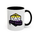 nonbinary flag d20 dice mug, keep rolling, rpg dice mug, cute ttrpg gift, nerdy mug gift, NB pride flag mug