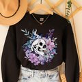 skull smoking cigarette sweatshirt, skull sweatshirt, floral sweater