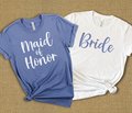 Lavender Blue Bride and Maid of Honor Shirts, Bachelorette Shirts, Bridal Party Group Shirts, Gift for Bride, Engagement Gift