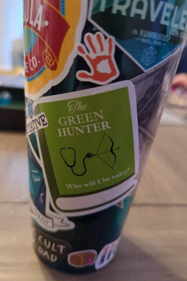 The Green Hunter Book Sticker, ACOFAF, A Court of Fey and Flowers, Airry Pearry, Sticker for Dimension 20 Fans, Gift for Dimension 20 Fans