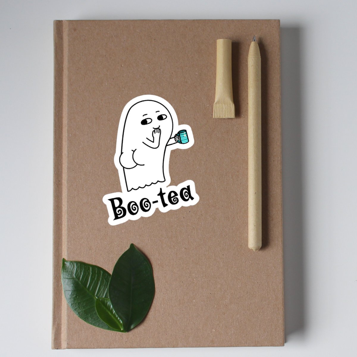Boo-tea sticker, ghost sticker, tea lover sticker, butt sticker, cheeky ghost sticker, halloween ghost sticker, glossy sticker