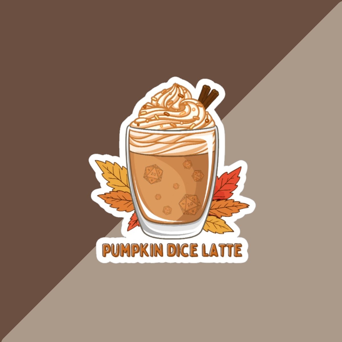 pumpkin dice latte sticer, funny fall sticker, RPG sticker, Dnd sticker, punny sticker, dnd pumpkin spice latte sticker, glossy sticker