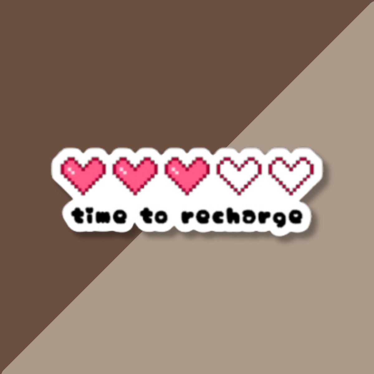 time to recharge sticker, 8 bit heart sticker, cute gamer sticker, gaming sticker, mental health sticker, gift for friends, glossy sticker