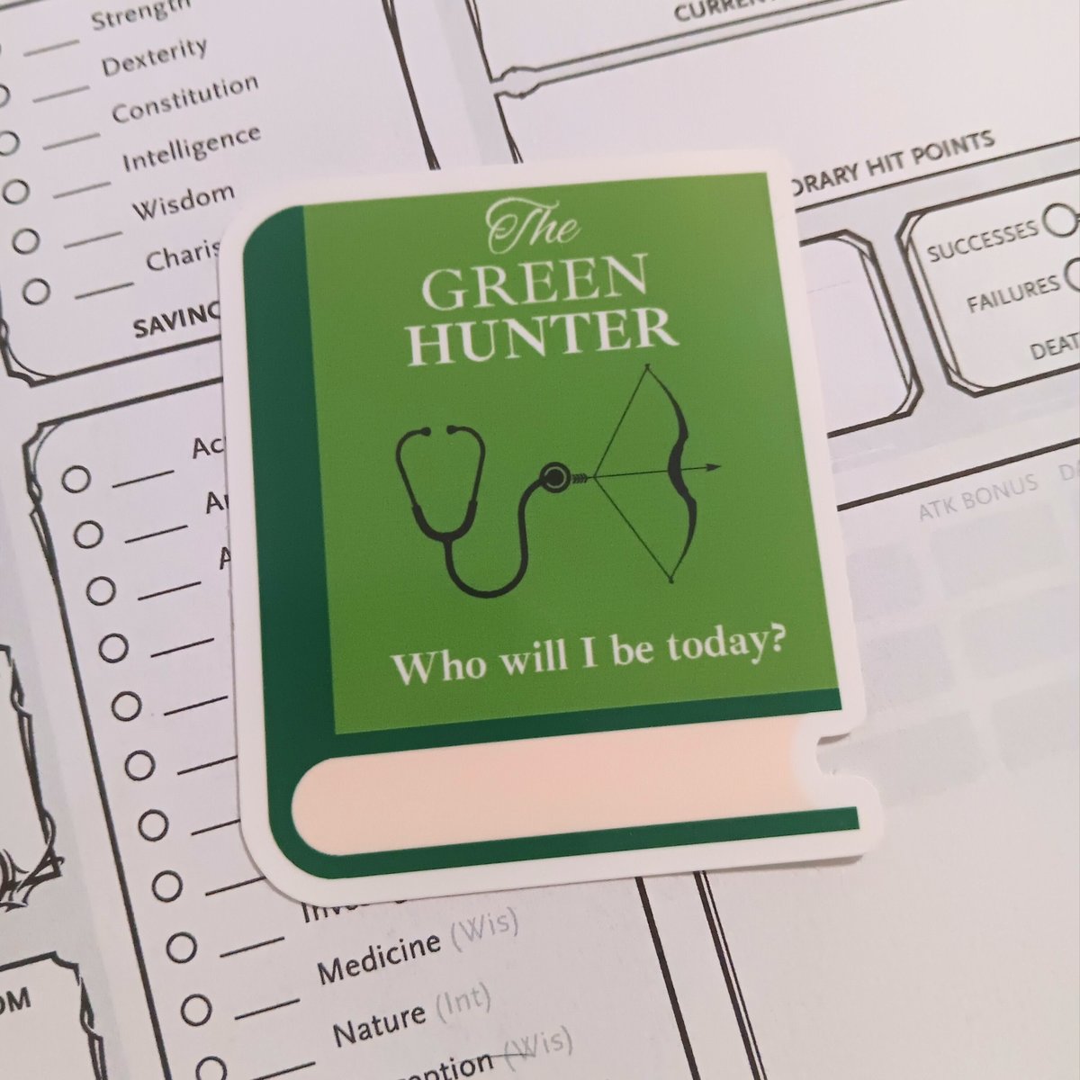 Glossy The Green Hunter sticker, ACOFAF, dnd sticker, Airry Pearry, Glossy Sticker