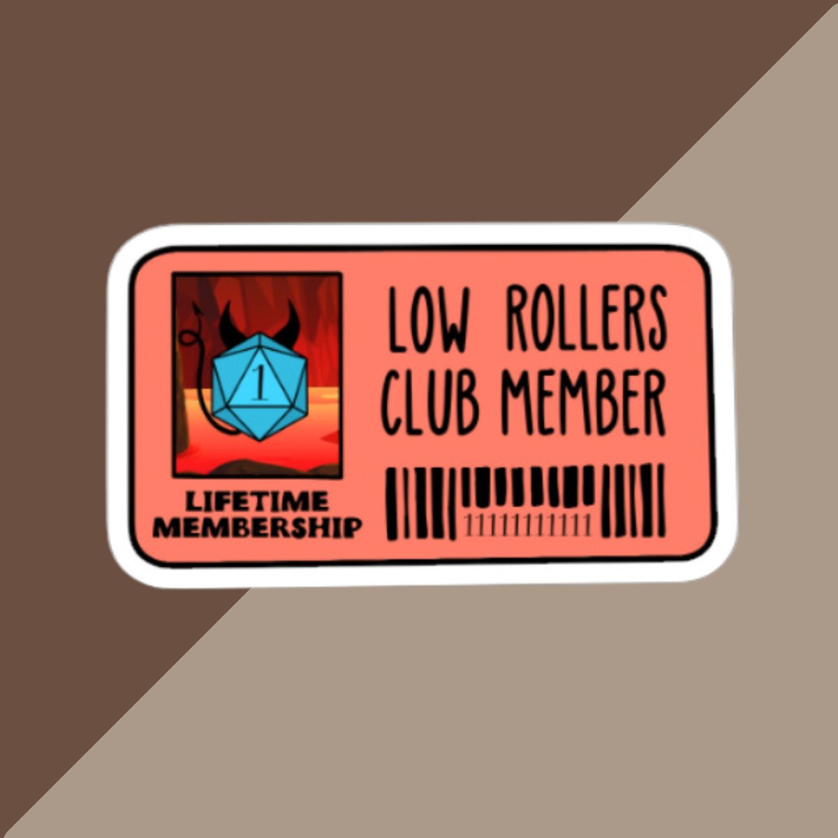 Low Rollers Club Member Sticker, DnD Sticker, D20 Sticker, Critical Fail, Nat 1 Sticker, Gift for DnD Players, Gift for RPG Players
