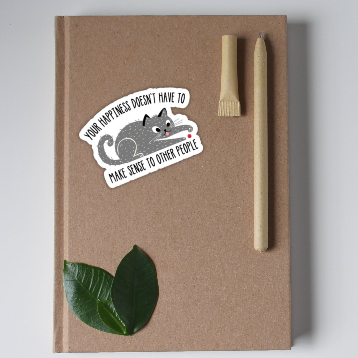cat sticker, mental health sticker, funny sticker, cat chasing laser, positivity sticker, cat lover gift, gift for friends