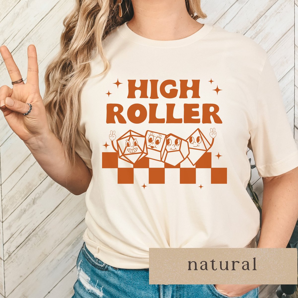 High Roller DnD T-Shirt, Retro Shirt, D20 Dice Shirt, DnD Dice Shirt, DnD Shirt, Gift for DnD Players, RPG Shirt, Retro T-shirt Gift
