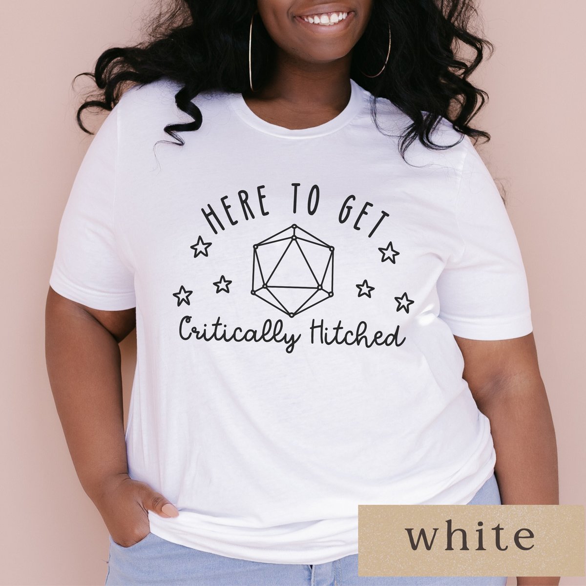 Nerdy Bride Shirt, Here to Get Critically Hitched, D20 Shirt, DnD Shirt, DnD Bride, Nat 20 Shirt, Critical Hit, Funny Bridal Shirt