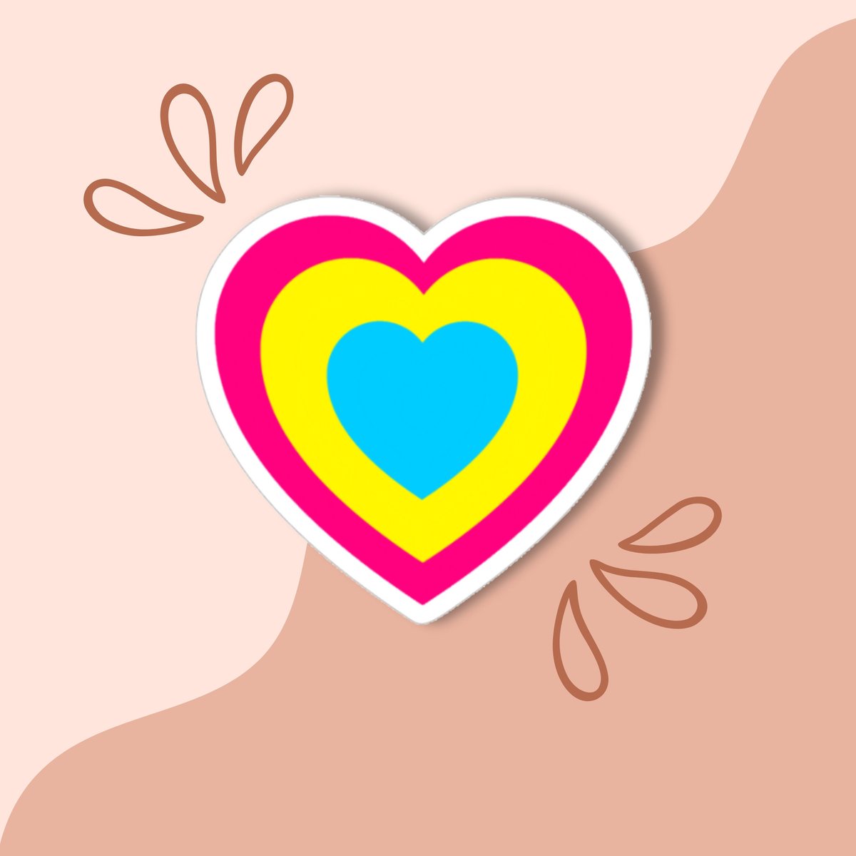 Pansexual Heart Sticker, Pan Flag, Pansexual Flag, Pansexual Pride