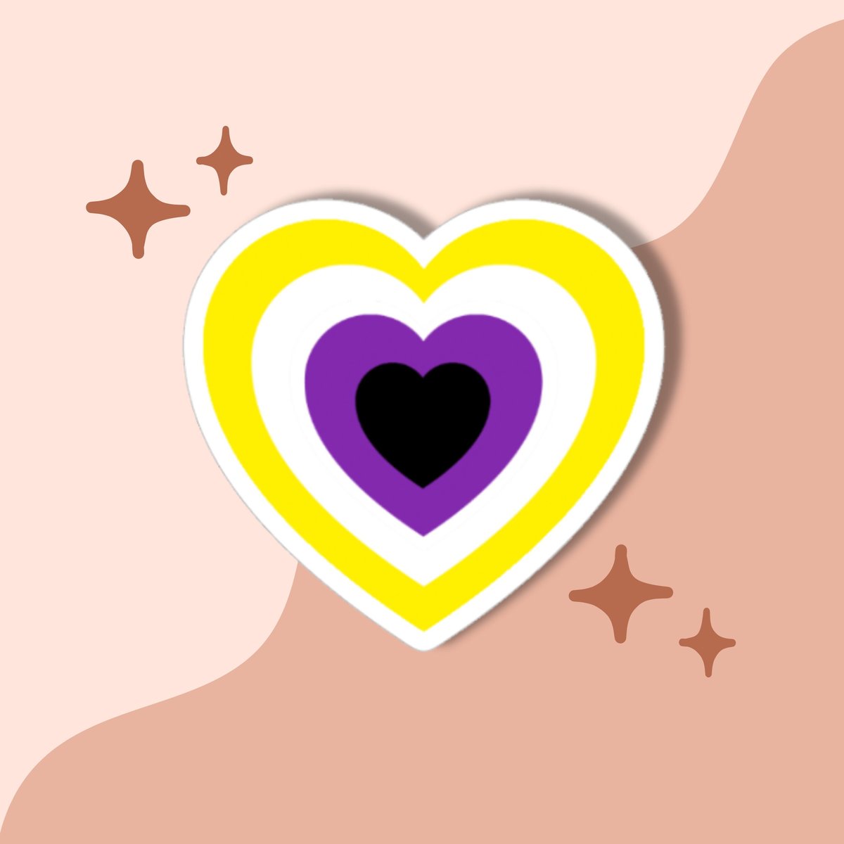 Nonbinary Heart Sticker, Nonbinary Sticker, NB Pride Sticker, Nonbinary Flag
