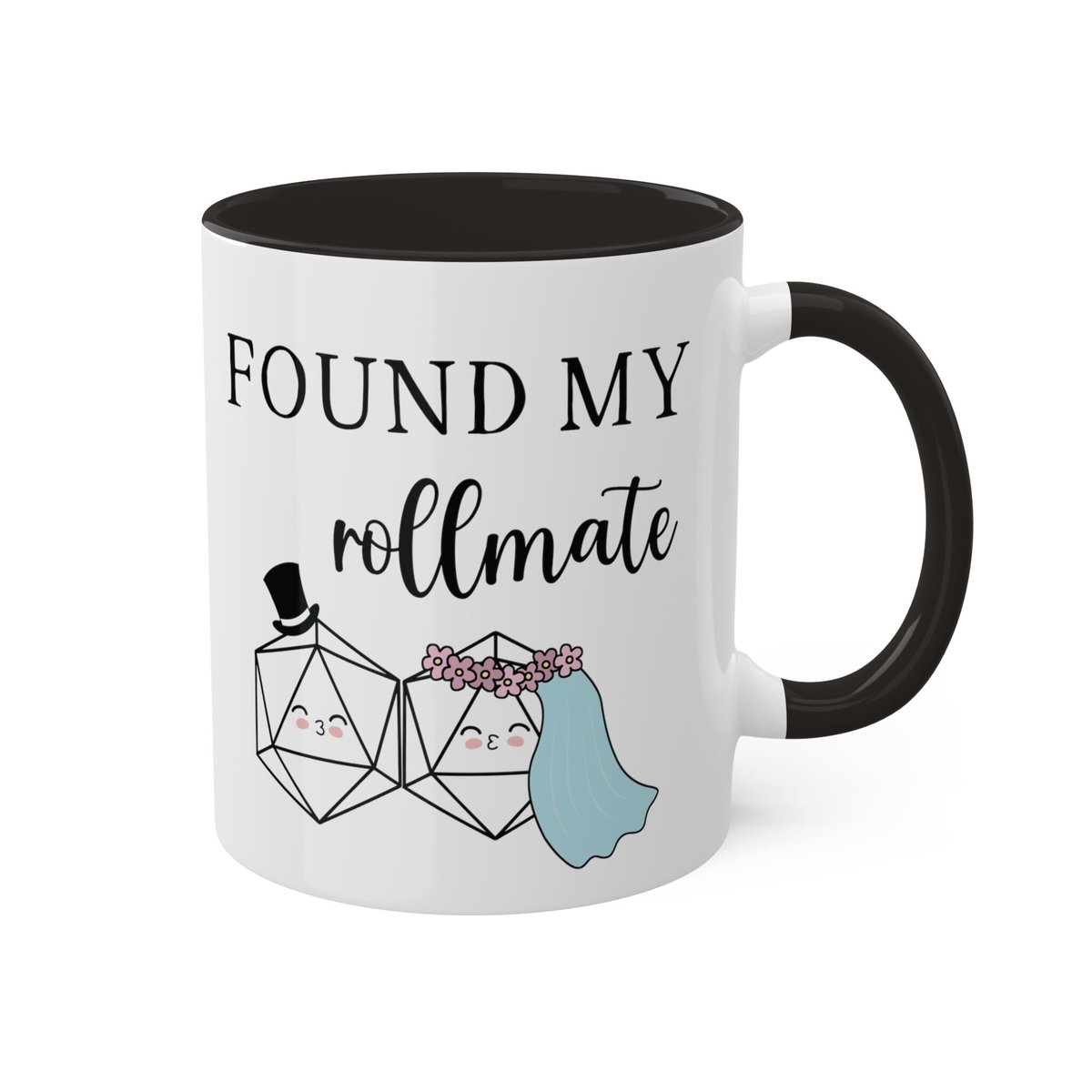 found my rollmate mug, nerdy wedding gift, nerdy bachelorette gift, RPG Player Gift, TTRPG, polyhedral dice, gift for DM