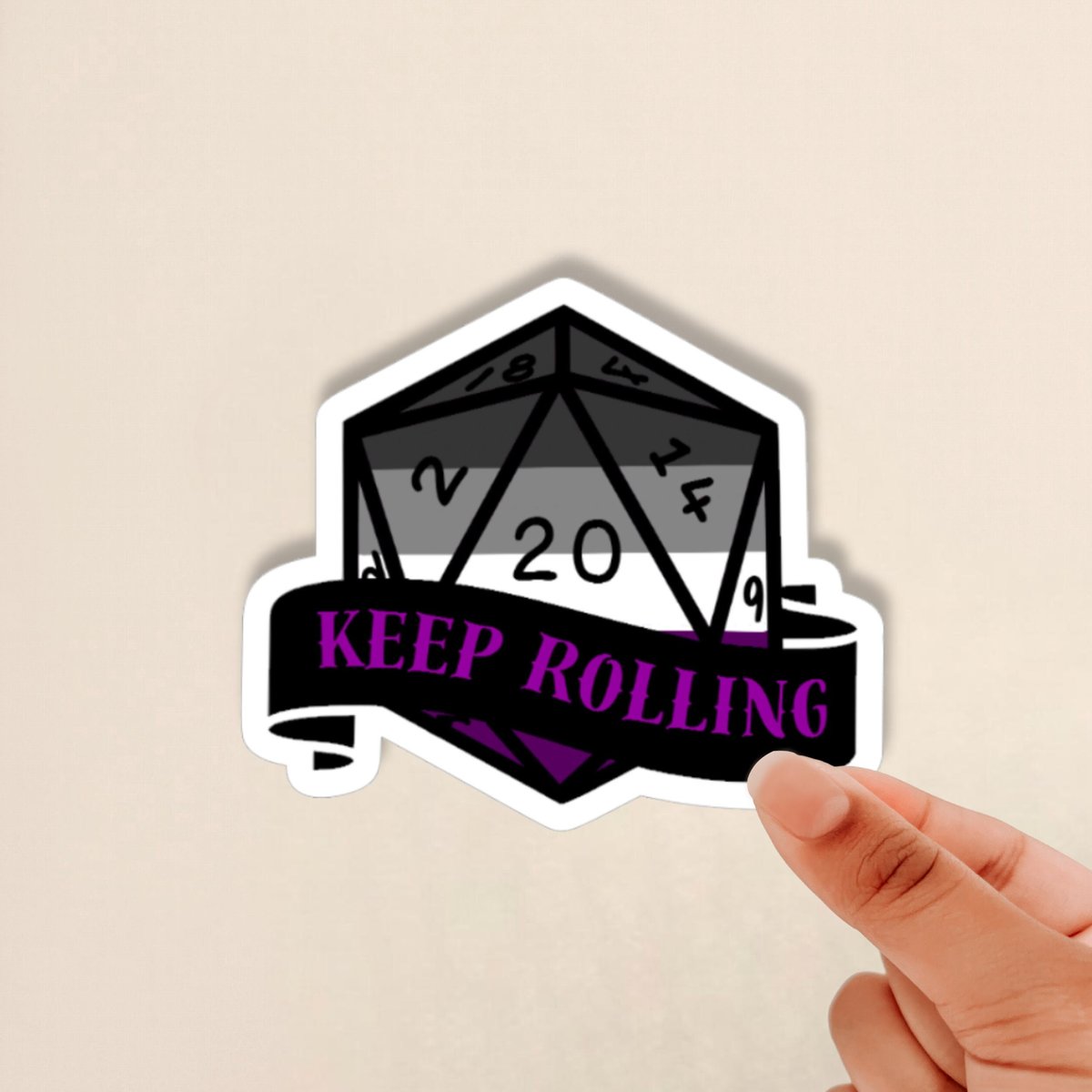ace d20 sticker, asexual sticker, dnd sticker, D20, dnd, gift for dnd players, glossy sticker