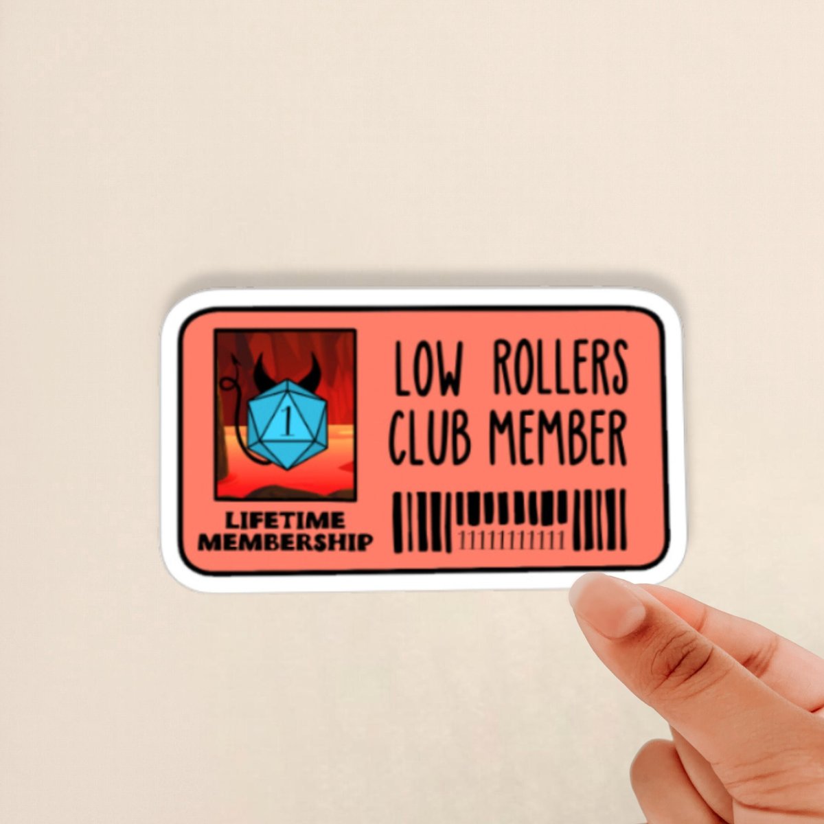 Low Rollers Club Member Sticker, DnD Sticker, D20 Sticker, Critical Fail, Nat 1 Sticker, Gift for DnD Players, Gift for RPG Players