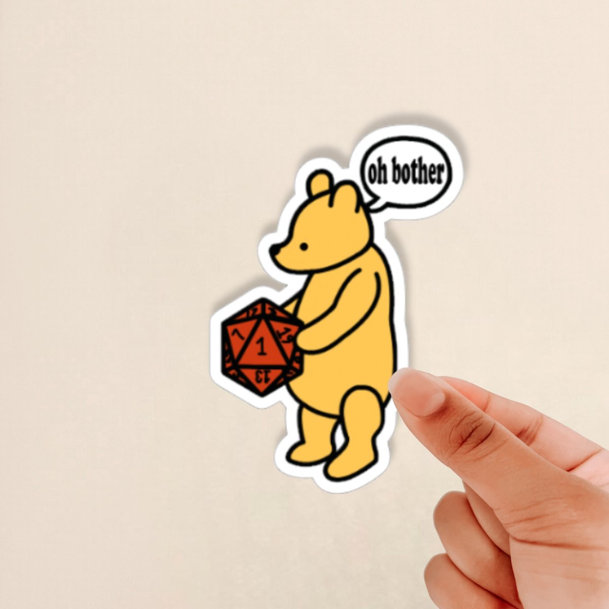 oh bother sticker, dnd, winnie-the-pooh sticker, teddy bear sticker, journal sticker, RPG sticker, TTRPG, gift for DM, Glossy Sticker