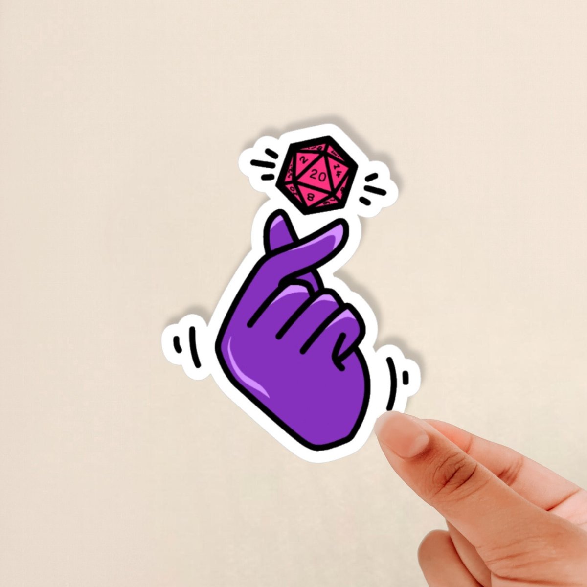 kpop heart d20 sticker, d20 sticker, kpop sticker, d20, dnd, dnd sticker, cute dnd sticker, glossy sticker