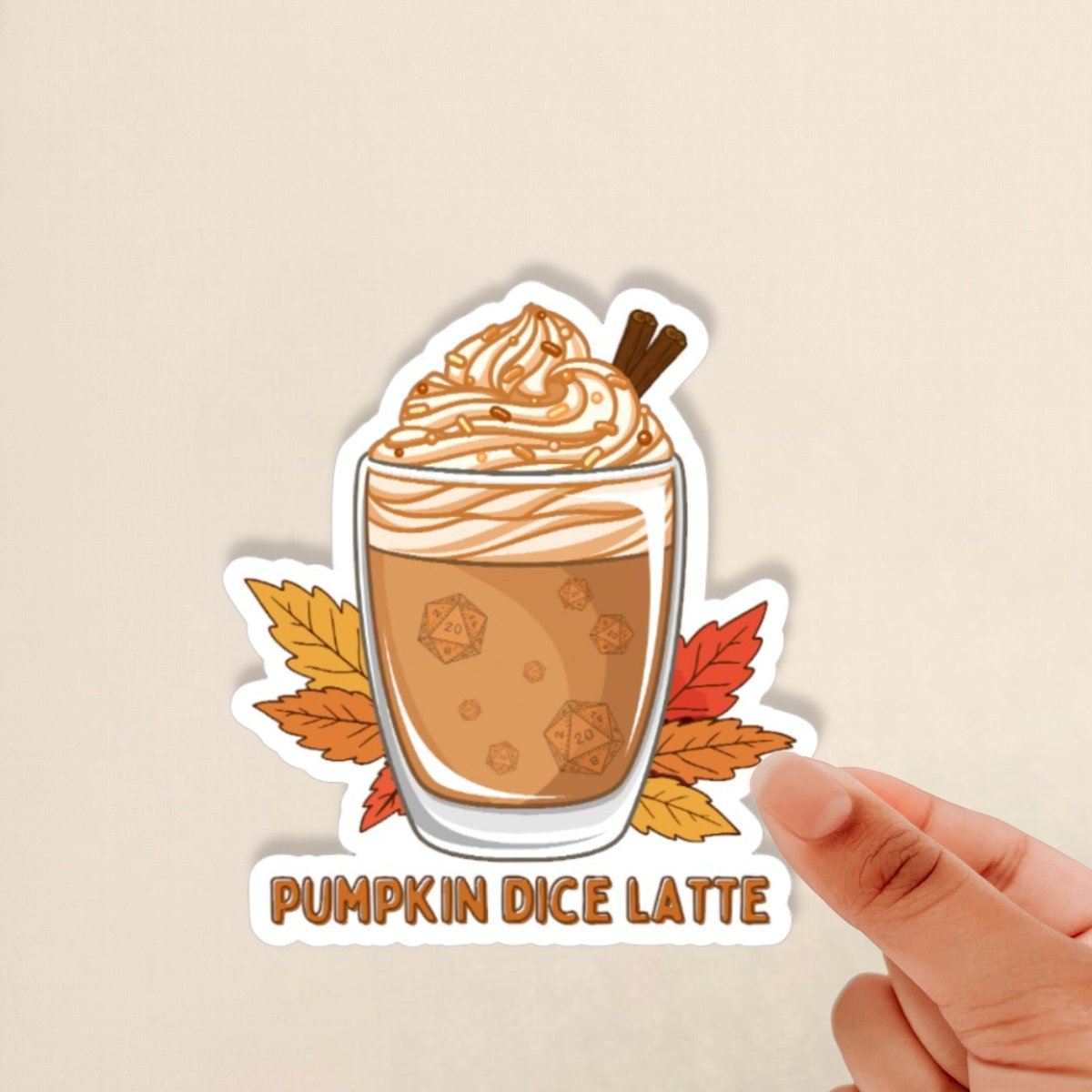 pumpkin dice latte sticer, funny fall sticker, RPG sticker, Dnd sticker, punny sticker, dnd pumpkin spice latte sticker, glossy sticker