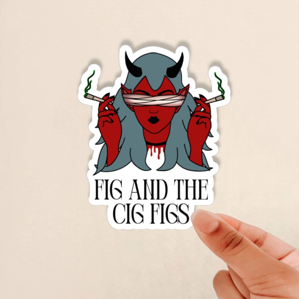 Fig and the Cig Figs Band Sticker, Dimension20, Dnd Sticker, dimension 20 sticker, fantasy high sticker, glossy sticker