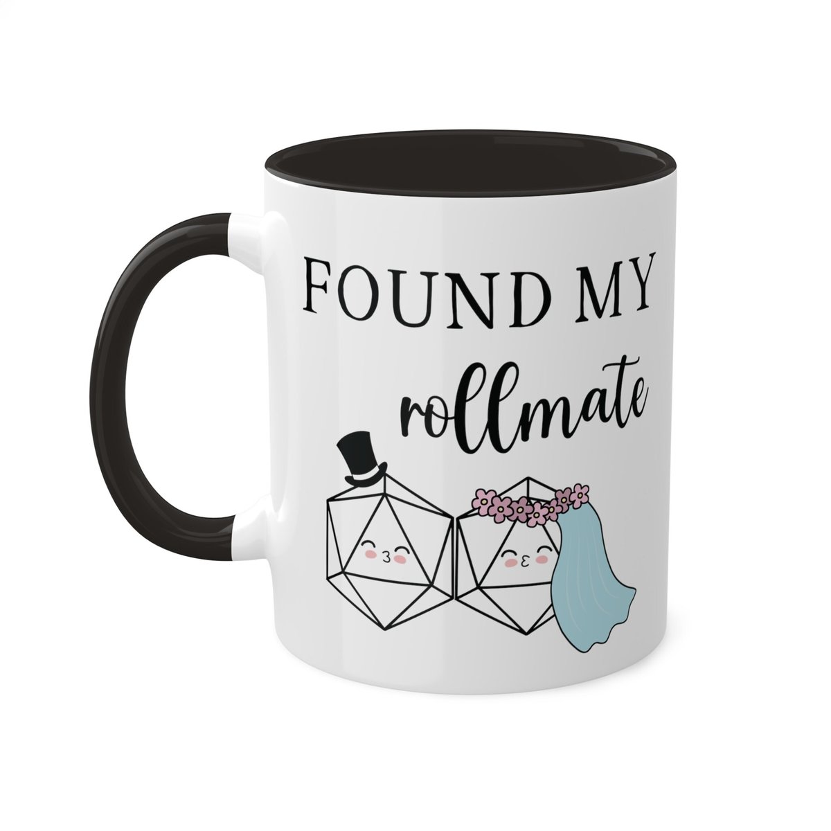 found my rollmate mug, nerdy wedding gift, nerdy bachelorette gift, RPG Player Gift, TTRPG, polyhedral dice, gift for DM
