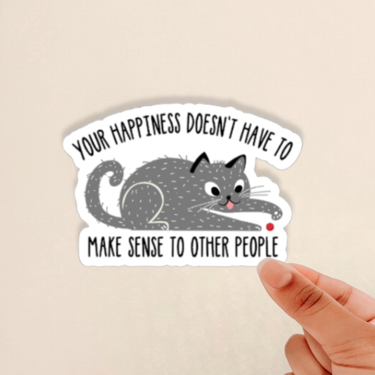 cat sticker, mental health sticker, funny sticker, cat chasing laser, positivity sticker, cat lover gift, gift for friends