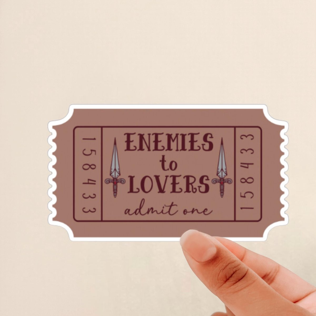 enemies to lovers, book trope sticker, admit one sticker, ticket sticker,