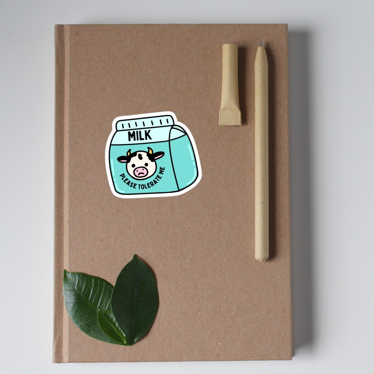 milk sticker, cute cow, please tolerate me sticker, lactose intolerance, funny sticker, silly kindle sticker, notebook sticker