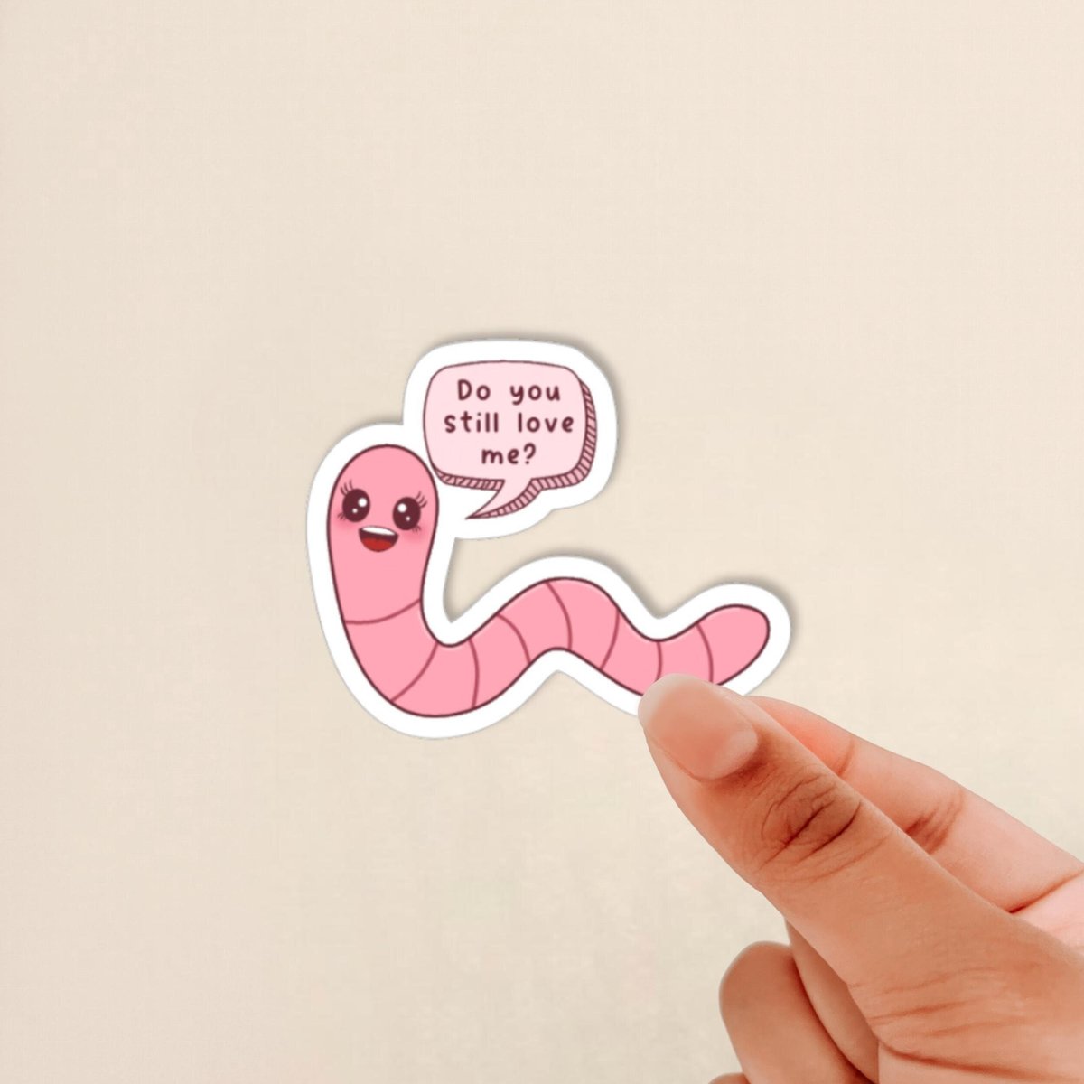 funny worm sticker, meme sticker, gift for friends, girlfriend gift, cute worm