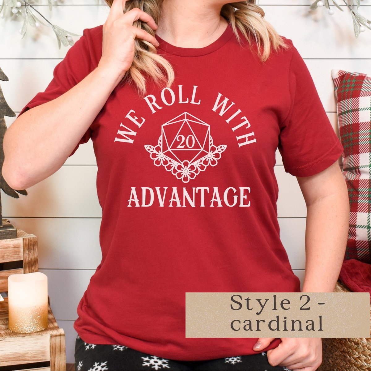 Christmas DnD Couple Shirts, Roll with Advantage, Nerdy Couple Shirt, Friendship Shirts, Matching Nerdy Shirts