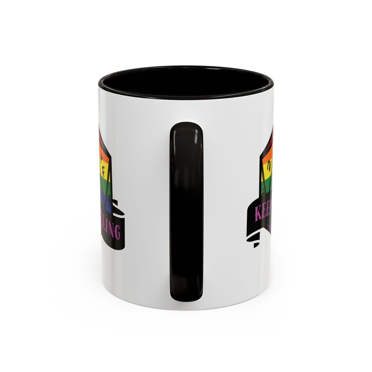 lgbt flag d2o dice mug, keep rolling, rpg dice mug, cute ttrpg gift, nerdy mug gift, pride flag mug