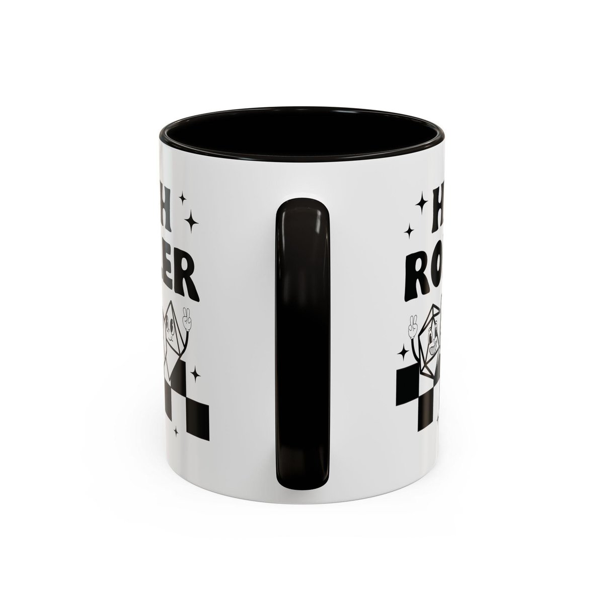 high roller mug, ttrpg dice mug, rpg dice mug, cute ttrpg gift, retro cartoon nerdy mug, gift for partner