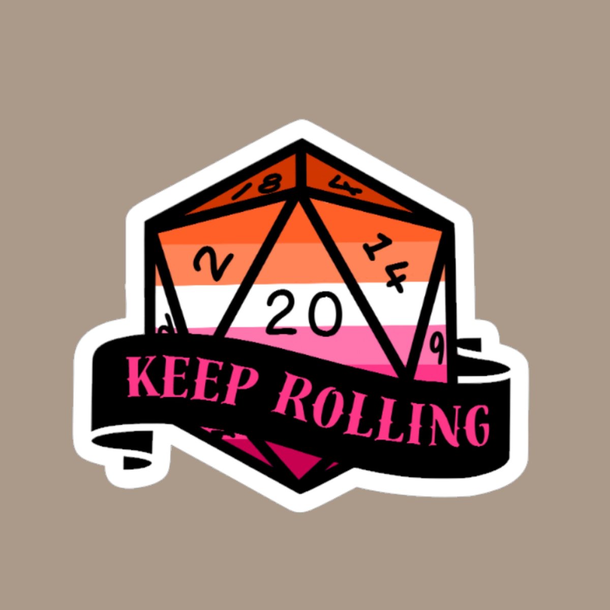 Matte Lesbian D20, D20 sticker, LGBTQ Sticker, Nerdy Sticker, UV, Water, and Scratch Resistant, Matte Sticker