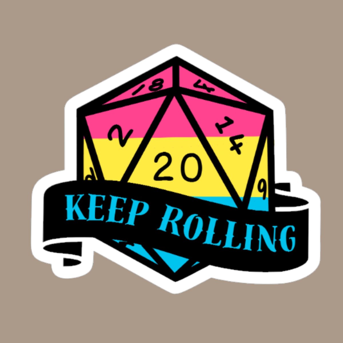 Matte Pan D20, D20 sticker, LGBTQ Sticker, Nerdy Sticker, UV, Water, and Scratch Resistant, Matte Sticker