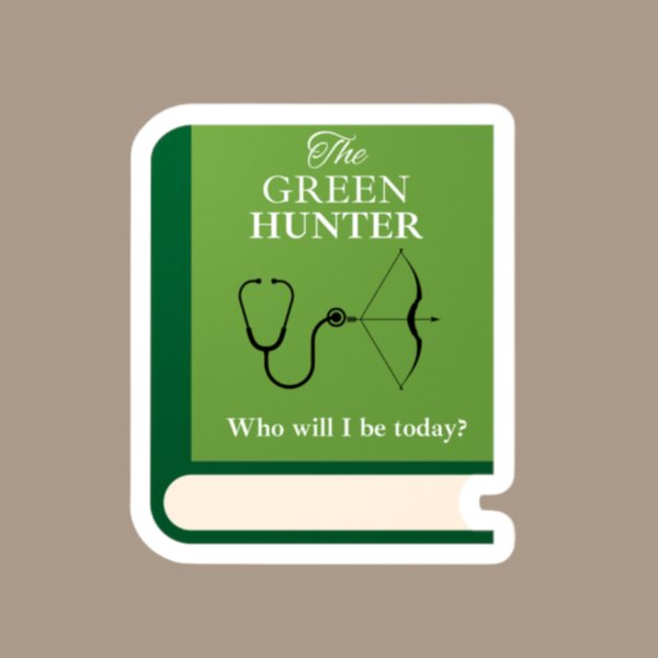 The Green Hunter Book Sticker, ACOFAF, A Court of Fey and Flowers, Airry Pearry, Sticker for Dimension 20 Fans, Gift for Dimension 20 Fans