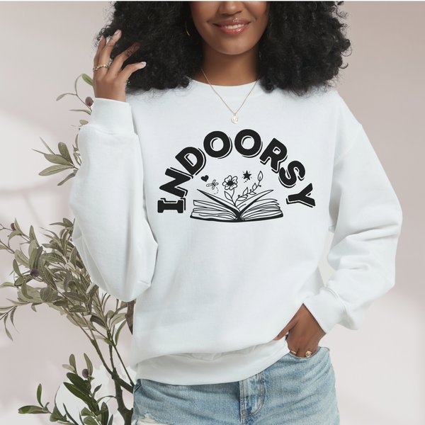Indoorsy Sweatshirt, Book Sweatshirt, Book Lover Shirt, Cute Book Lover Shirt