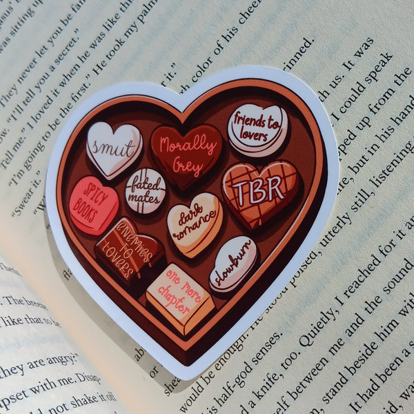 Booklovers Chocolate Box, Valentines Gift, Booklover gift, Cute Booklover Sticker, Booknerd sticker, Booktok, Bookworm Sticker