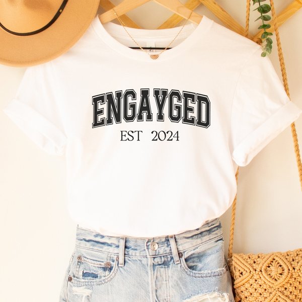 Custom Engayged Shirt, Gay Wedding, Lesbian Wedding, LGBTQ, Sapphic, Engagement Shirt