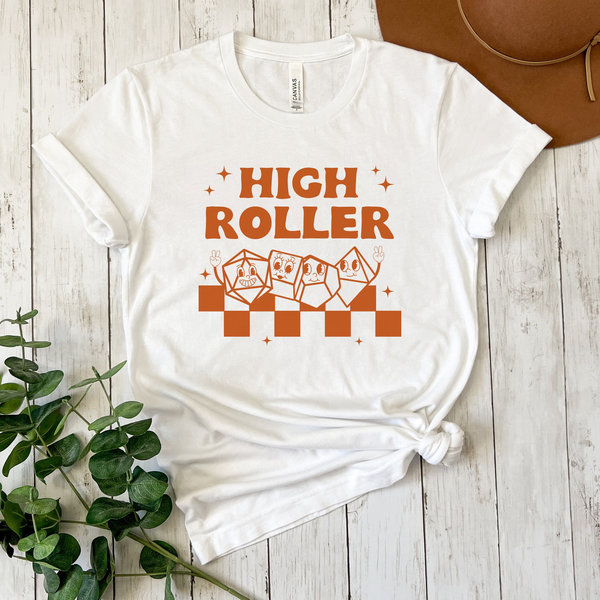 High Roller DnD T-Shirt, Retro Shirt, D20 Dice Shirt, DnD Dice Shirt, DnD Shirt, Gift for DnD Players, RPG Shirt, Retro T-shirt Gift