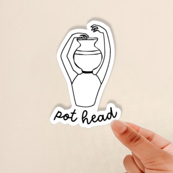 pot head sticker, funny ceramics sticker, cute ceramics sticker, gift for ceramic teacher, hobby sticker