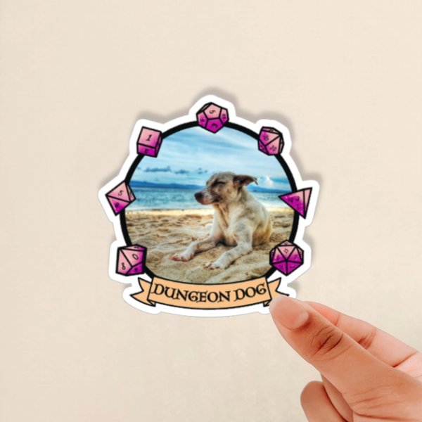 Dungeon Dog Sticker, Personalized Pet Sticker, Photo Sticker, DnD Sticker, Personalized DnD Sticker, Gift for Pet Owners, Gift for Dog Lover