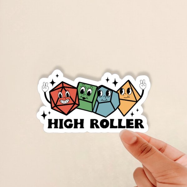 High Roller Sticker, Sticker for DnD Players, D20 Dice Sticker, DnD Dice Sticker, cute gifts for dnd players